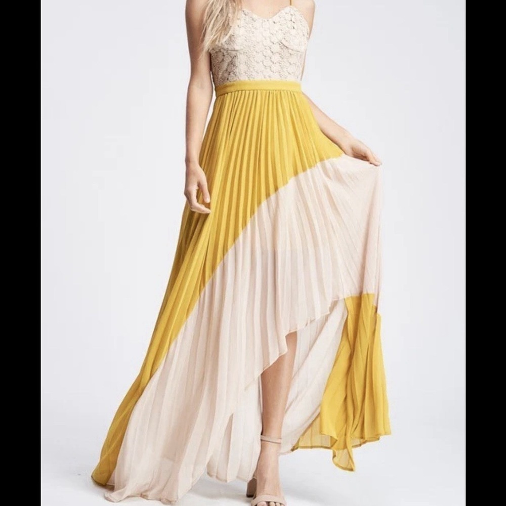 The Clothing Co. Crochet Pleated Maxi Dress Size XS Flowy Colorblock Earthtones